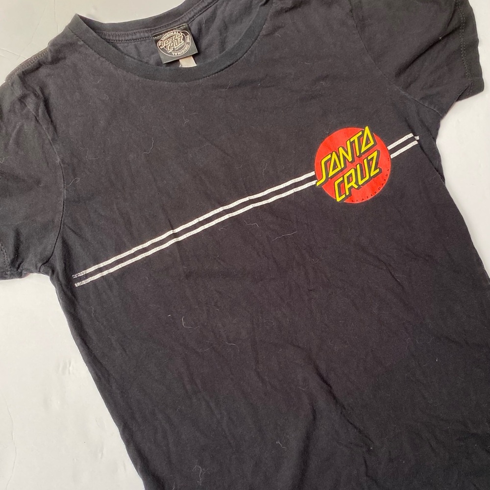 Santa Cruz Skateboards Black Tee with Red & Yellow Crest